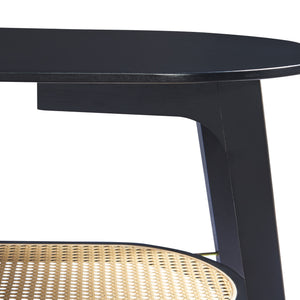 Mesa de centro Taivalkoski 120x43x40 cm Negro/Aspecto ratán [en.casa]