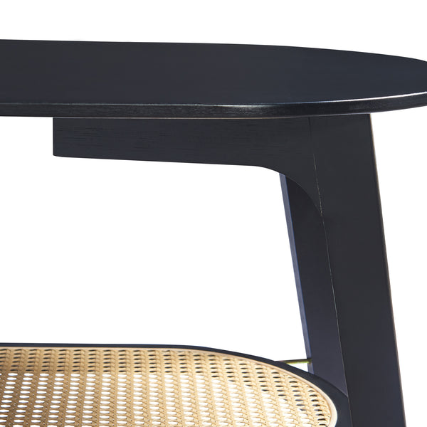 Mesa de centro Taivalkoski 120x43x40 cm Negro/Aspecto ratán [en.casa]