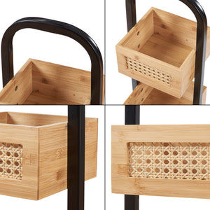 Estantería de baño Tervola 73x23x19 cm Negro/Bambú [en.casa]