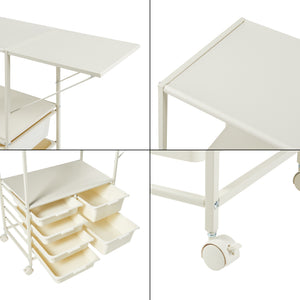 Carro rodante Sørfold con cajas 100x37x85cm Blanco [en.casa]