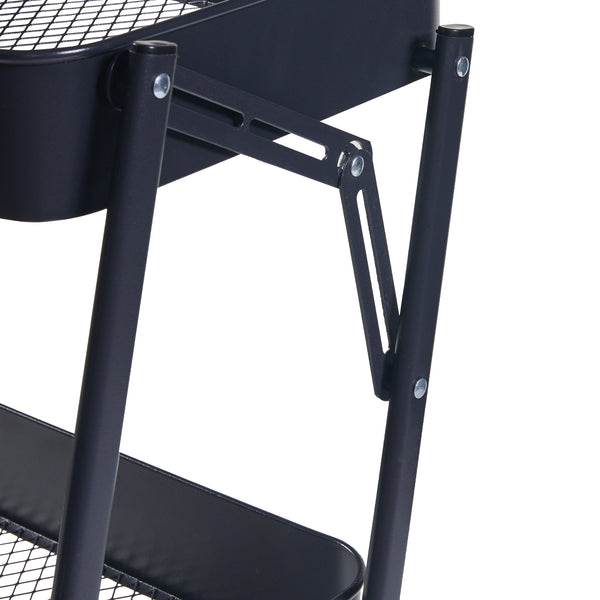 Carro rodante Vörå con 3 niveles 88x45x30cm Negro [en.casa]