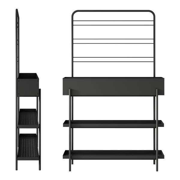 Soporte para plantas de exterior Aalsmeer metal 154x96x24 cm negro [casa.pro]