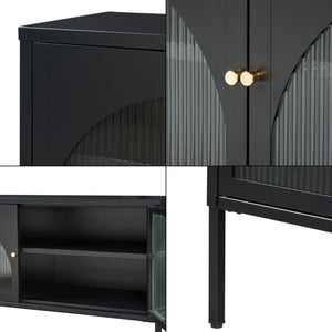 Mueble de televisión Karlskrona 115x35x64 cm Negro, mate [en.casa]