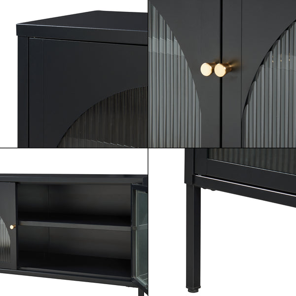 Mueble de televisión Karlskrona 115x35x64 cm Negro, mate [en.casa]