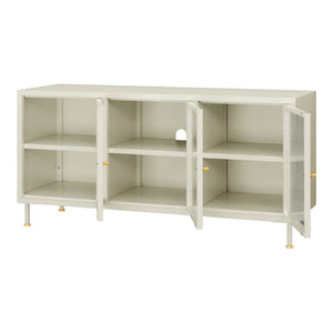 Mueble de TV Lindau Acero 120x40x59 cm Blanco crema [en.casa]