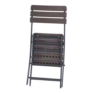 Set de sillas plegables Lillestrøm de 2 piezas, aspecto de madera, marrón oscuro [en.casa]