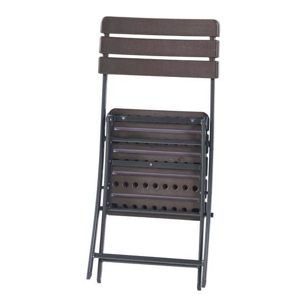 Set de sillas plegables Lillestrøm de 2 piezas, aspecto de madera, marrón oscuro [en.casa]