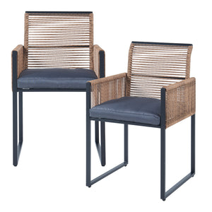 Conjunto de muebles de jardín Accadia 3 piezas Negro/Marrón [casa.pro]