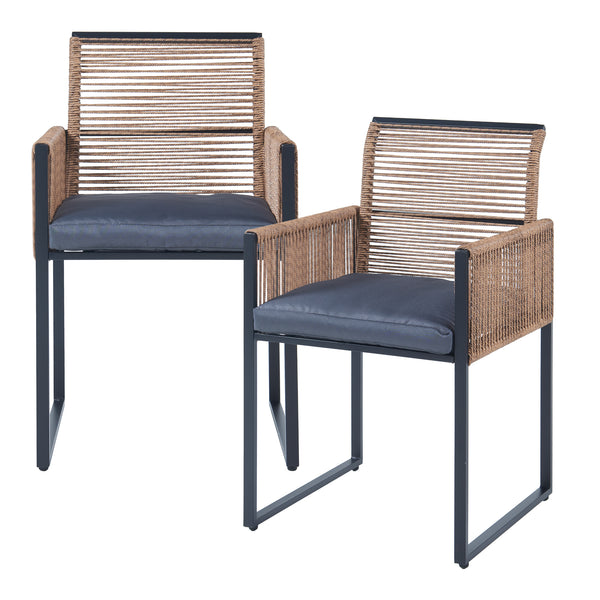 Conjunto de muebles de jardín Accadia 3 piezas Negro/Marrón [casa.pro]