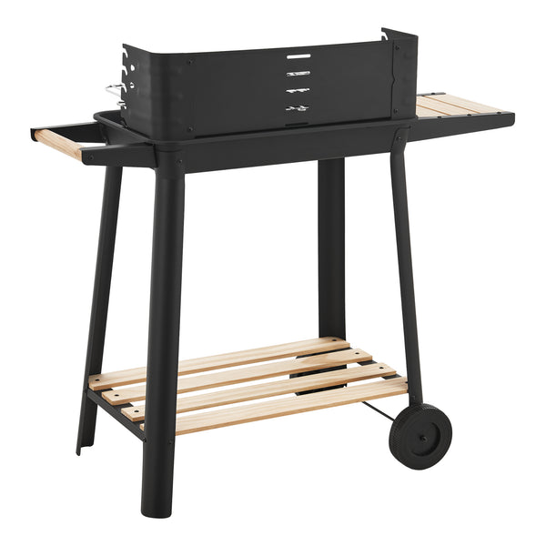 Carro de barbacoa Ari 78x86x30cm Negro/Madera [casa.pro]