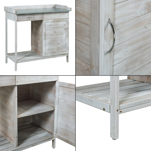 Mesa de cultivo Aliano madera de abeto gris [casa.pro]