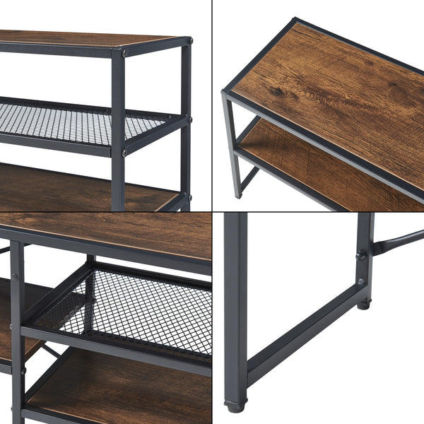 Mesa de televisión Västiarharg 120x30x46 cm Negro/Aspecto nogal [en.casa]