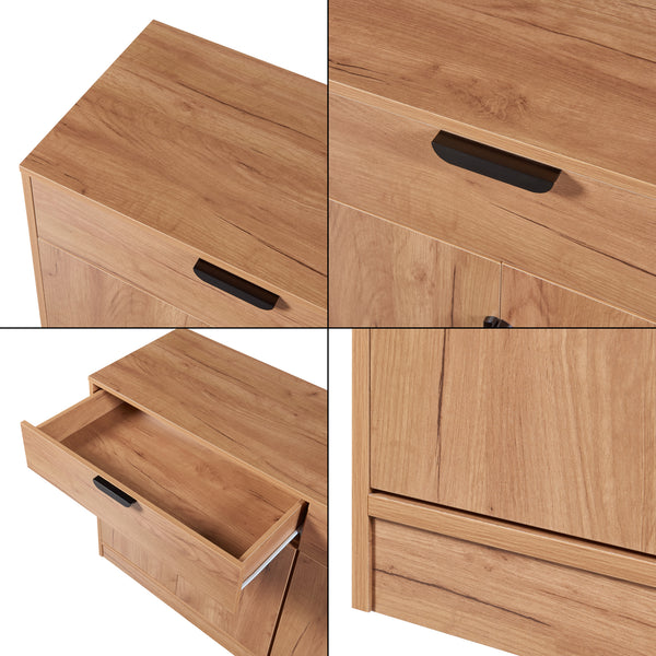 Aparador Varkaus 75x140x40cm MDF efecto roble [en.casa]
