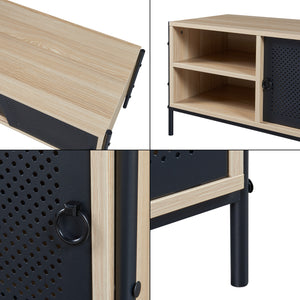 Mueble de TV Tysnes 120x40x45 cm aspecto roble/negro [en.casa]