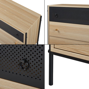 Cómoda Tysnes con 3 cajones 80x80x40 cm Roble/Negro [en.casa]