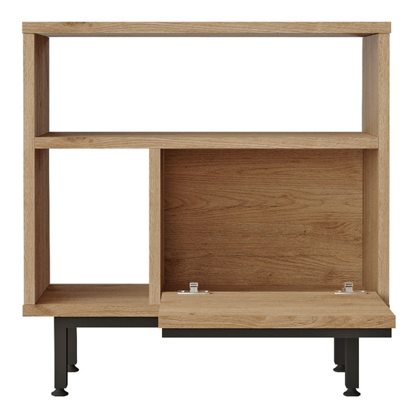 Mesa auxiliar Kvænangen 60x60x26 cm aspecto roble/rattan [en.casa]