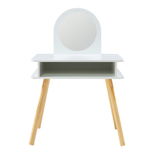 Tocador infantil con taburete Ovanåker Blanco/Natural [en.casa]