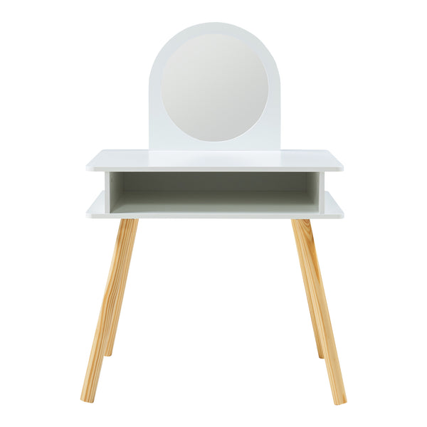 Tocador infantil con taburete Ovanåker Blanco/Natural [en.casa]