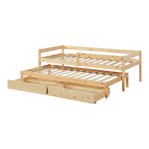 Cama doble para niños Sonkajärvi con colchón 90x200cm natural [en.casa]