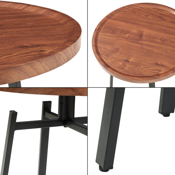 Mesa auxiliar Mippeena 54xØ50 cm Negro/Nogal [en.casa]