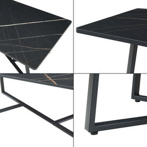 Mesa de centro Riskiften 120x60x48 cm efecto mármol, negro [en.casa]