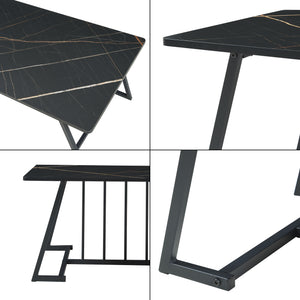 Mesa de centro Nospoo 120x60x46 cm efecto mármol, negro [en.casa]