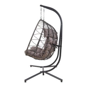 Sillón colgante doble Skense con estructura 198x156x98 cm Gris [en.casa]