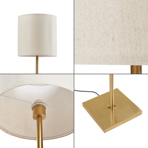 Lámpara de pie Fildholm 157cm color latón / aspecto lino [lux.pro]