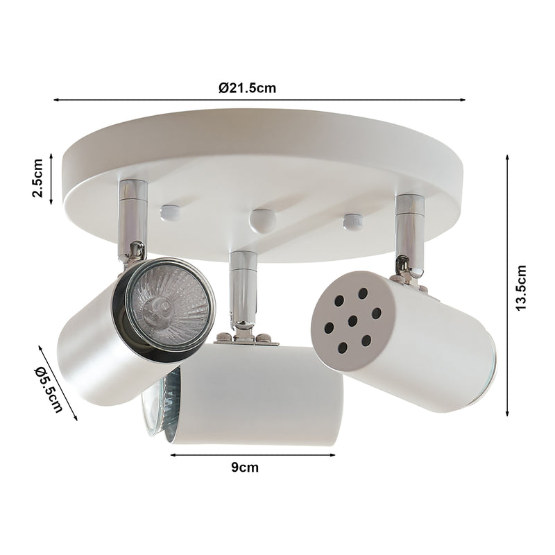 Esquema acotado Lámpara de techo Bathgate 3 x GU10 Blanco [lux.pro]