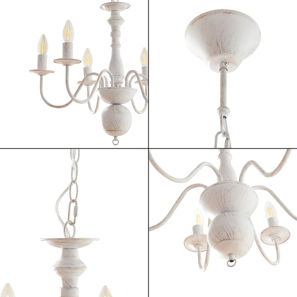 Lámpara de araña Berkeley Metal Vintage-Blanco [lux.pro]