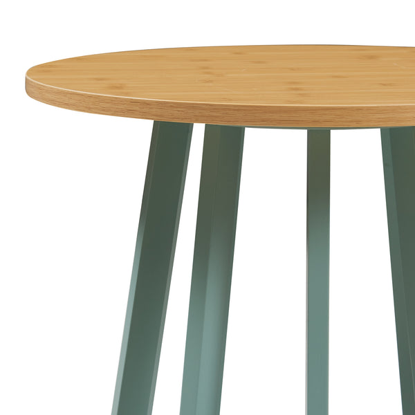 Mesa auxiliar Lensuu 48xØ48 cm Verde pastel/Roble [en.casa]