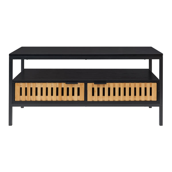Mesa de centro Luniehti 100x40x48 cm Negro/Natural [en.casa]