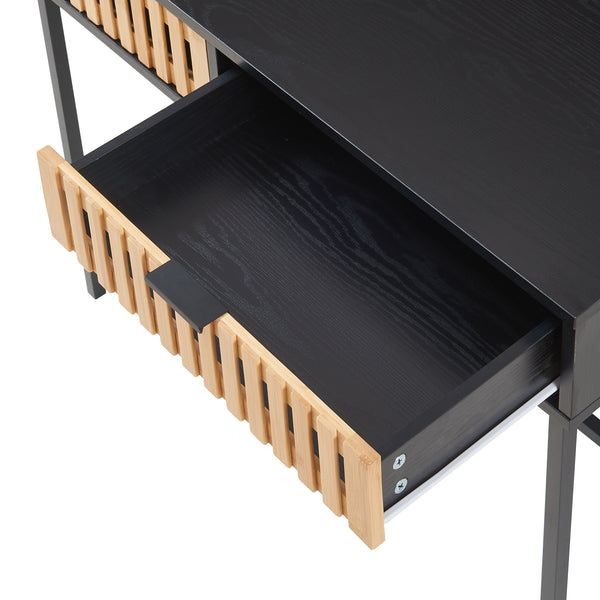 Mesa consola Luniehti 100x40x75 cm Negro/Natural [en.casa]