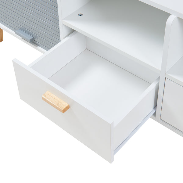 Mueble de televisión Kvaefjord 160x40x52 cm Blanco/Gris [en.casa]