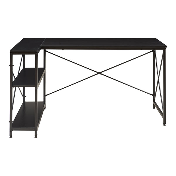 Escritorio Raundsvalt con 1 estante en forma de L 137x88x75 cm Negro [en.casa]