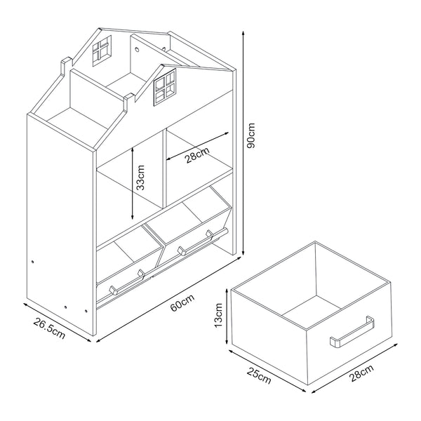 Estantería para niños Vipsali 90x60x27 cm Verde menta/Blanco [en.casa]
