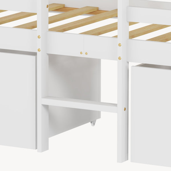 Cama infantil Surnadal en forma de casita 90x200 cm pino - Blanco/Natural [en.casa]