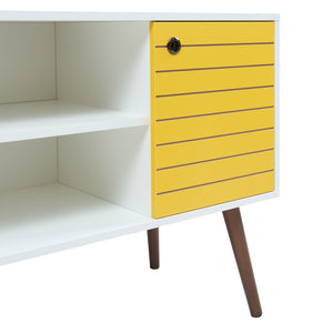 Mueble de televisión Vare 100x40x66 cm Blanco/Amarillo [en.casa]