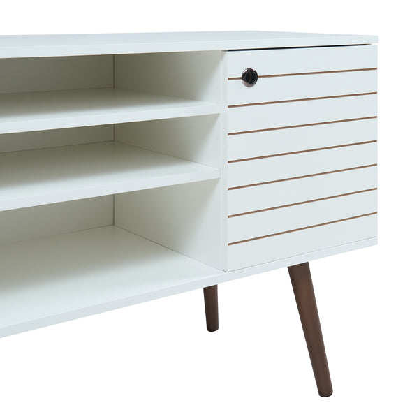 Mueble de televisión Vare 130x40x66 cm Blanco [en.casa]