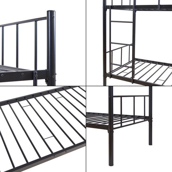 Litera de metal Berimma 90x200 cm Negro [en.casa]