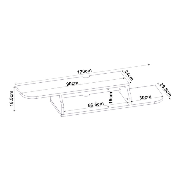 Mueble bajo de TV colgante Kershaby 120x30x19 cm Blanco [en.casa]