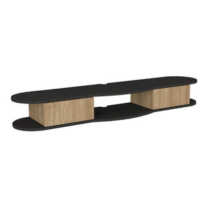 Mueble bajo de TV colgante Nyskiri 150x35x19 cm Antracita/Aspecto roble [en.casa]