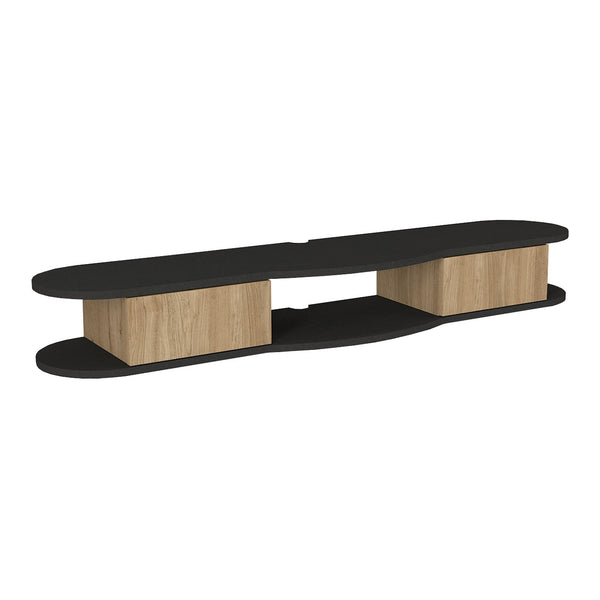 Mueble bajo de TV colgante Nyskiri 150x35x19 cm Antracita/Aspecto roble [en.casa]