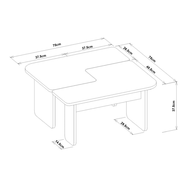 Mesa de centro Boneksbelt de 2 piezas en colores piedra arenisca y travertino [en.casa]