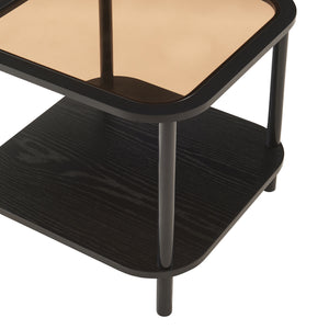 Mesa auxiliar Latama con tablero de vidrio 51x51x45 cm Negro/vidrio bronce [en.casa]