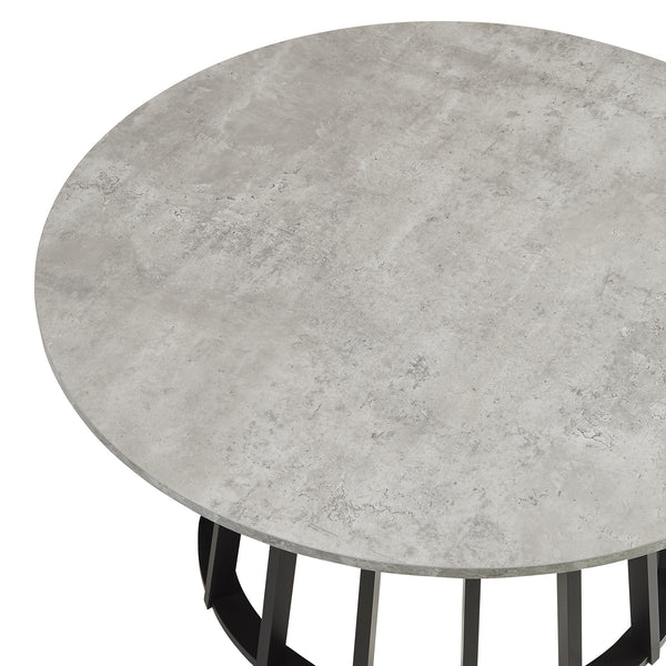 Mesa de centro Buzzard Ø90x45 cm Negro/Aspecto hormigón [en.casa]