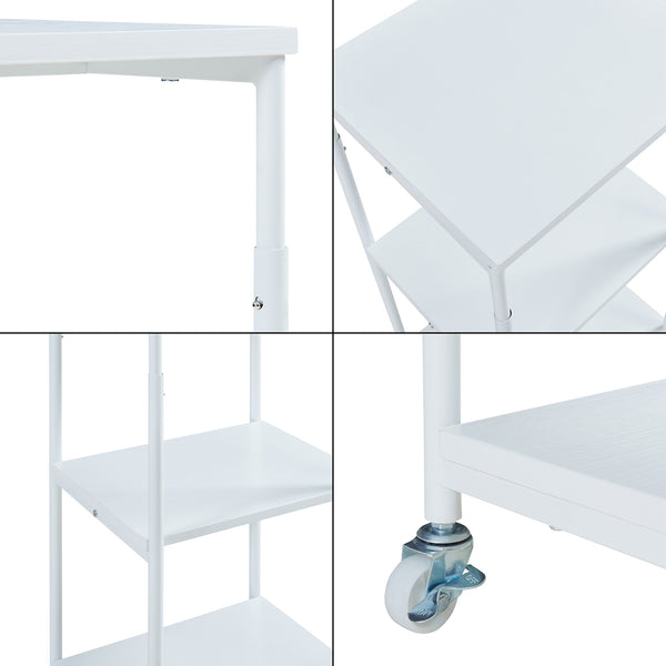 Mesa de impresora con ruedas Janertu 82x39x35 cm Blanco [en.casa]