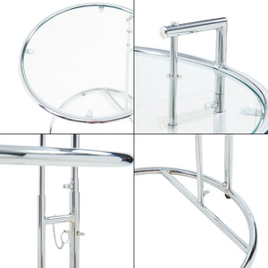 Mesa auxiliar regulable en altura Stare 50x57-77 cm vidrio transparente/cromado [en.casa]