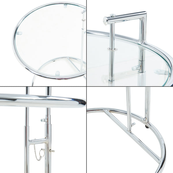 Mesa auxiliar regulable en altura Stare 50x57-77 cm vidrio transparente/cromado [en.casa]