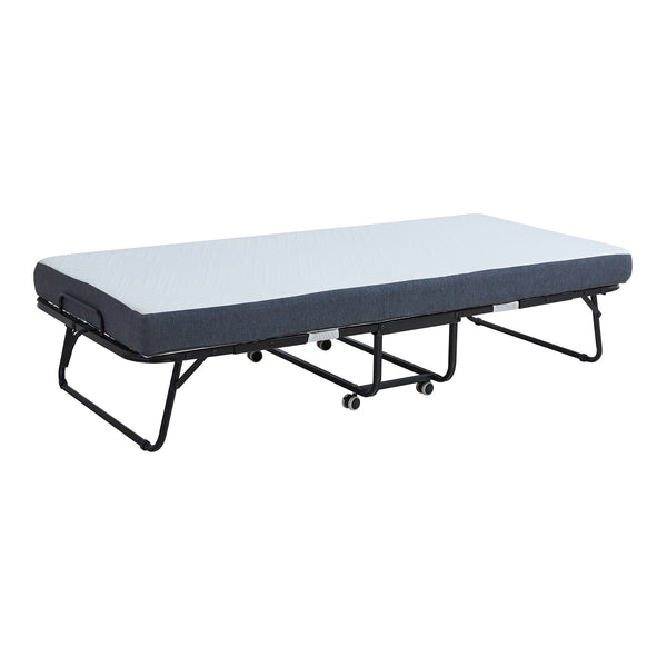 Cama plegable de metal Borjavle con colchón 200x90cm Negro [en.casa]